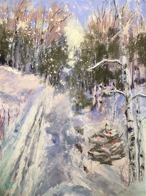 Snowy Winter Original Landscape Soft Pastel Painting Etsy Pastel