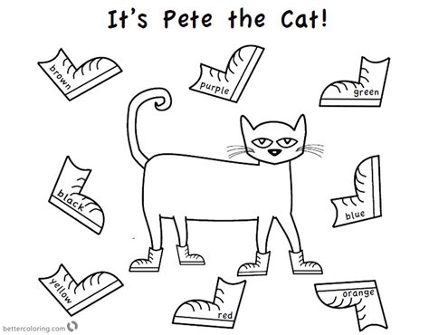 Pete The Cat Coloring Pages Color Eight Shoes Free Printable Coloring
