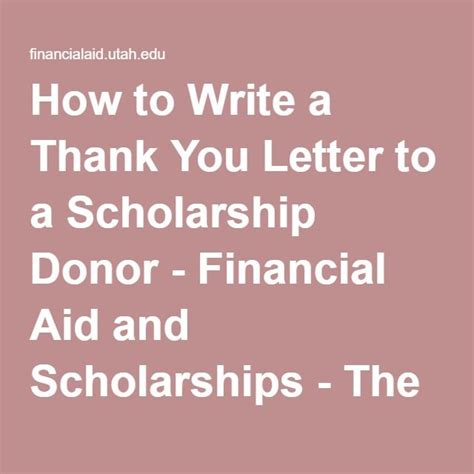 How To Write A Thank You Letter To A Scholarship Donor Financial Aid