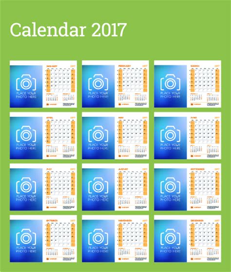 Common 2017 Wall Calendar Template Vector 16 Free Download