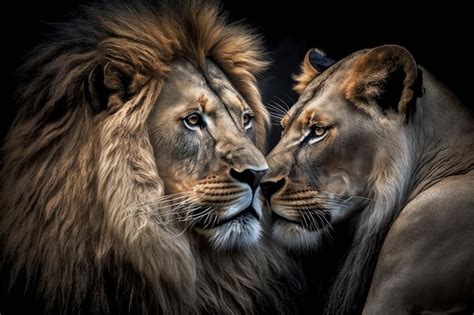 Premium Photo Asiatic Lion Couple Intimate Love