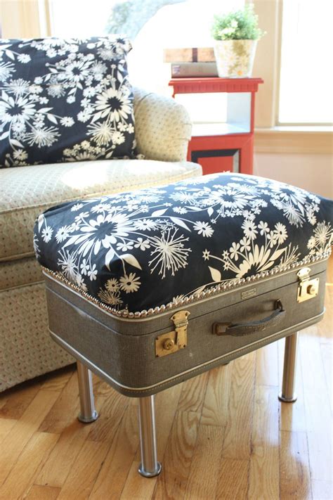 Suitcase Into Footrest Reupholster Furniture Diy Storage Ottoman