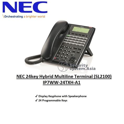 Nec Ip7ww 24txh A1 24 Keys Hybrid Multi Line Terminal Black Colour