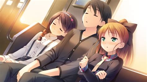 Boy Sleeping Between Two Girls Anime Characters Hd Wallpaper Wallpaper Flare