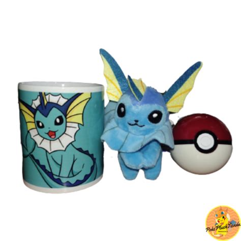 Promo Vaporeon Llavero de peluche más tazón y pokebola PokePlush