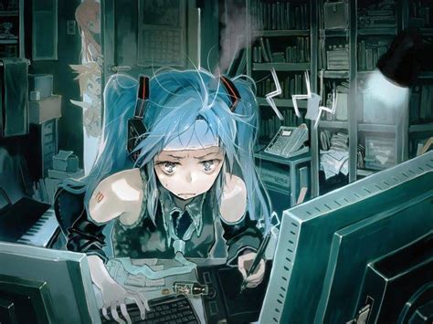 Anime Girl With Blue Hair And Headphones