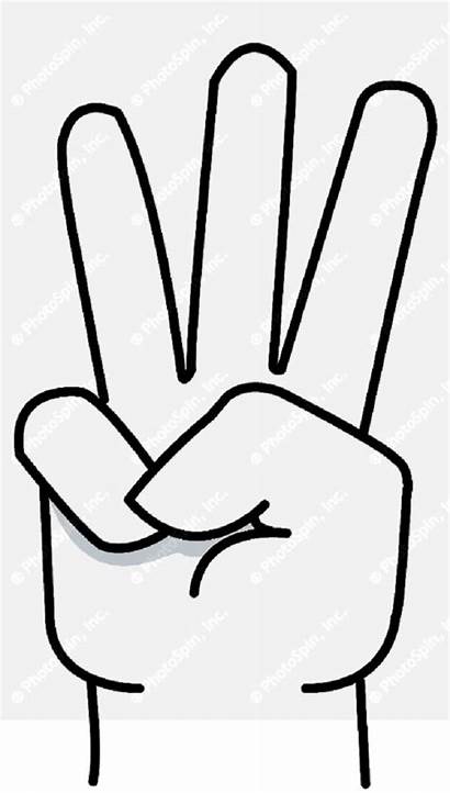 Three Clipart Fingers Clip Number Coloring Silhouette