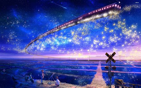 Train In The Sky Hd Wallpaper Sky Anime Anime Scenery Beautiful