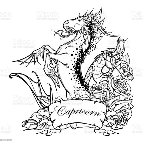 Zodiac Sign Capricorn Bw Sketch Stock Illustration Download Image Now