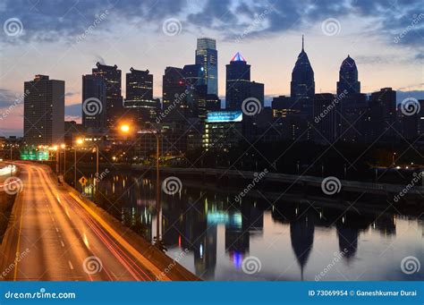 Philadelphia Skyline From South Street Bridge Editorial Stock Image