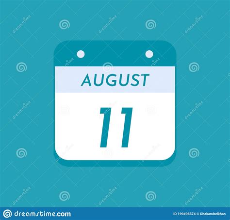 August 11 Single Day Calendar 11 August Stock Vector Illustration Of