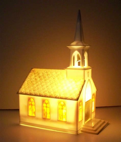 Vintage Noma Lighted Church Music Box Circa 1950s By