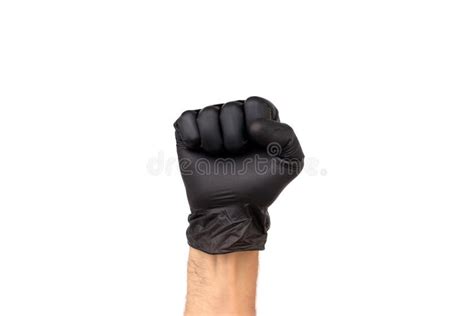man`s hand in a black glove is clenched into a fist isolate on stock image image of cleaning