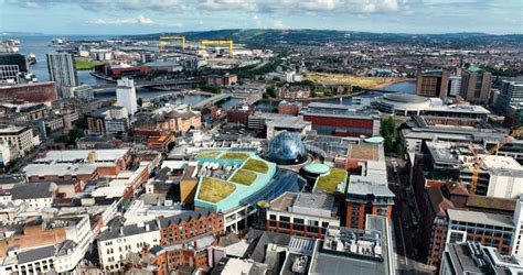 Aerial Photo Of Victoria Square Dome Belfast Cityscape In Northern