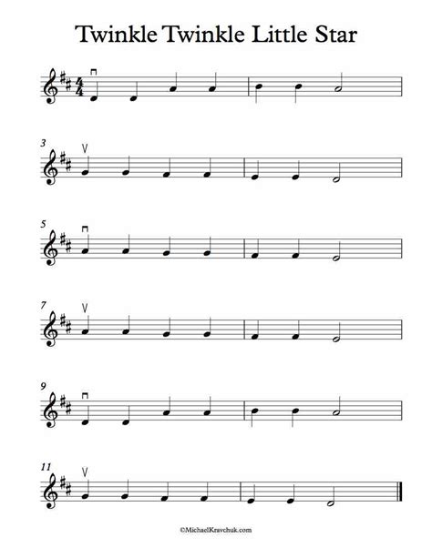 This page offers free sheet music for the violin, easy, moderate or difficult. Free Violin Sheet Music - Twinkle Twinkle Little Star - Michael Kravchuk
