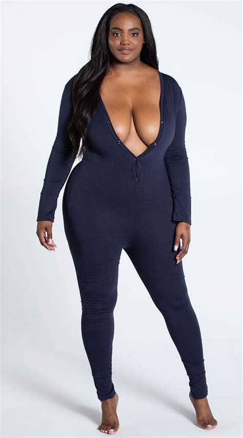 yandy plus size back in a snap onesie long sleeve pajamas