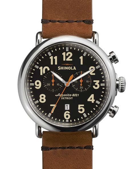 Shinola Men S Mm Runwell Chronograph Men S Watch Black Tan Leather