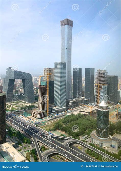 Beijing Cbd Area With Construction Of Citic Tower And Cctv Beijing