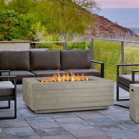 Firepit tables also serve as focal points for an outdoor living space, making. Board Form Concrete Propane/Natural Gas Fire Pit Table ...