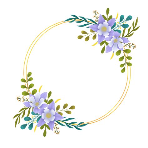 Purple Flower Wreath Clipart Transparent Background Circle Frame With