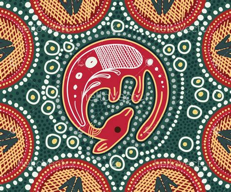 Red And Green Aboriginal Kangaroo Dot Painting Download Graphics