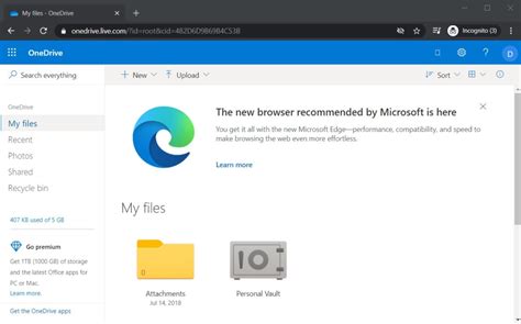 Microsoft Starts Advertising Edge Browser In Onedrive