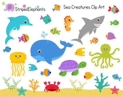 Sea Creatures Clip Art Under The Sea Clipart Ocean Animals Clip Art