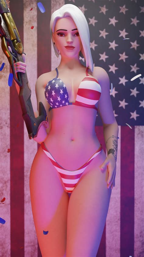 Rule 34 1girls 3d American Flag American Flag Bikini Ashe Overwatch Female Flag Bikini Gelzy