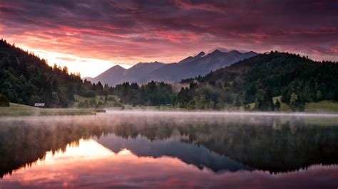 Wallpaper Nature Landscape Mountains Forest Lake Morning Dawn Fog