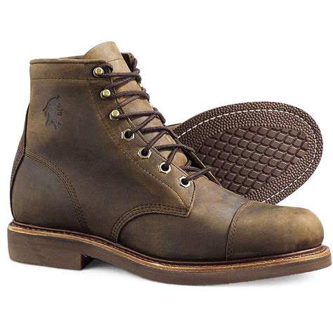 Men S Chippewa Cap Toe Work Boots Brown 68277 Work Boots At
