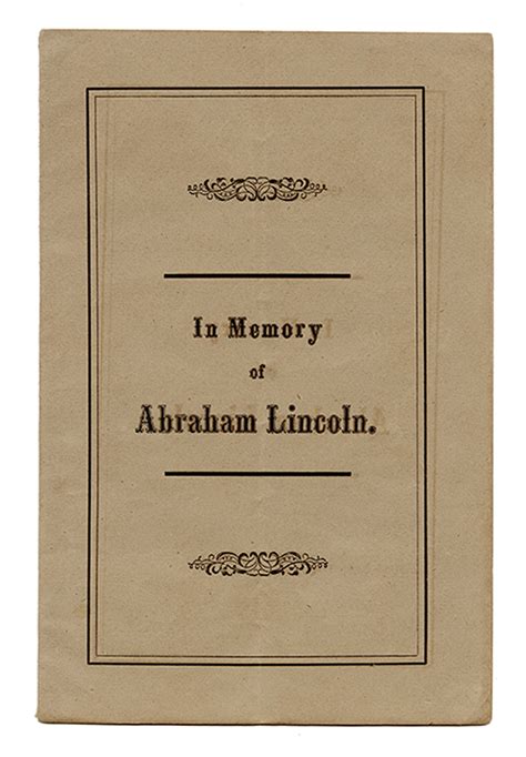 Lot Detail In Memory Of Abraham Lincoln A Discourse Delivered In The