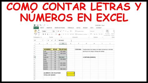 Como Contar Letras Y Números En Excel Contara Ejercicio 5 Youtube