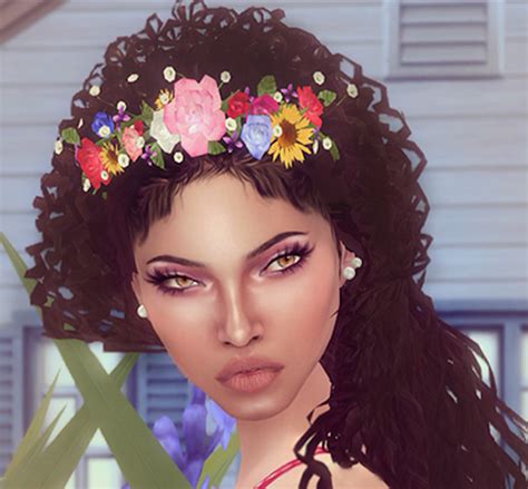 The Sims 4 Brazil Ebonix Curly Hair Cc And Flower Crown