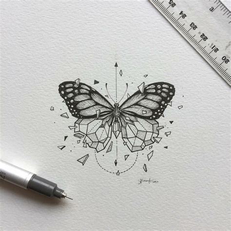 Pin By Zahira Rosado On Tattoo Geometric Tattoo Butterfly Sketch