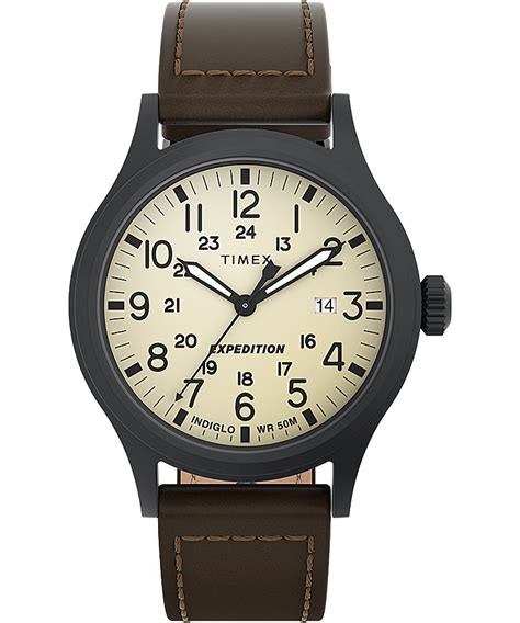 Expedition Scout 40mm Leather Strap With Stitching Watch Timex Us