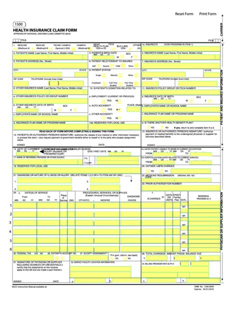 Claimants and employers must understand their roles and responsibilities in making sure that information is reported accurately and the correct benefits are paid. Fillable Form Owcp - 1500 - Health Insurance Claim Form printable pdf download