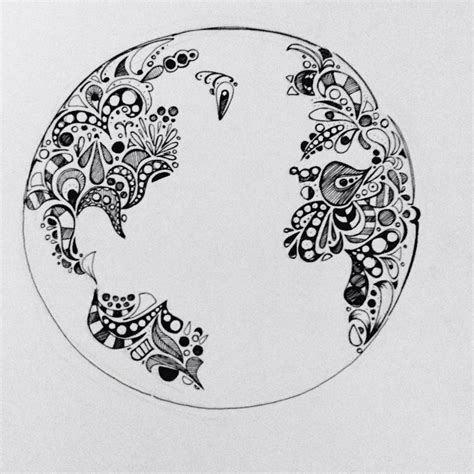Zentangles Globe Planet Earth Swirls Doodles Ink Designs Patterns