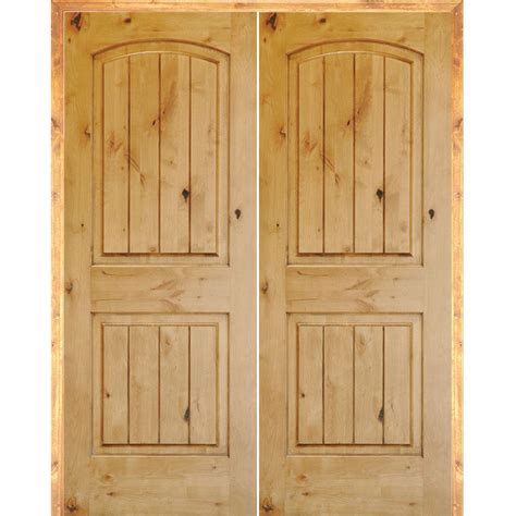 Krosswood Doors 48 In X 80 In Rustic Knotty Alder 2 Panel Arch Top Vg