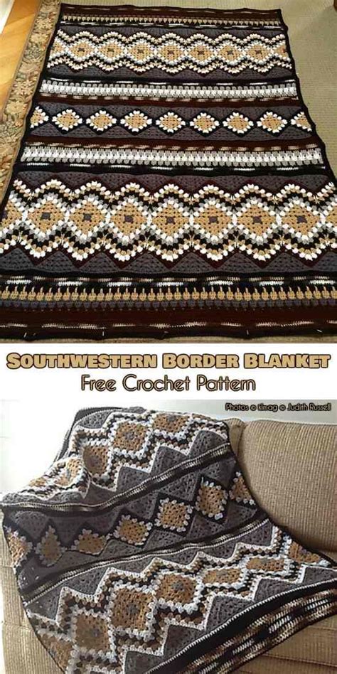 Southwestern Border Blanket Free Pattern Crochet Blanket Patterns