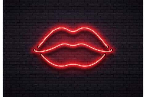 Retro Neon Lips Sign Romantic Kiss Kissing Couple Lip Bar
