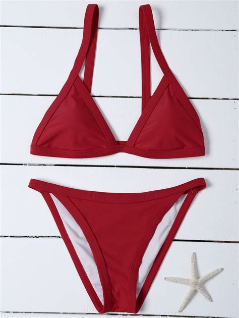 Red Padded Low Waist Bikini Set