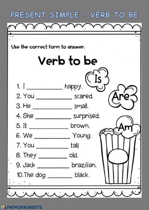 The Verb To Be Worksheet Is Shown In Black And White With An Image Of
