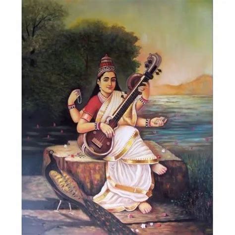 Oil Painting Of Maa Saraswati Br