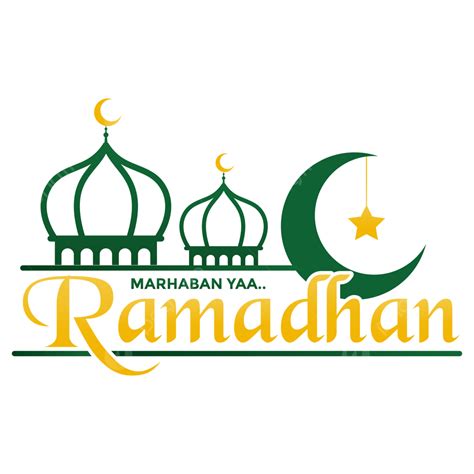 Greeting Of Marhaban Ya Ramadhan With Two Mosque Big Moon And Haning