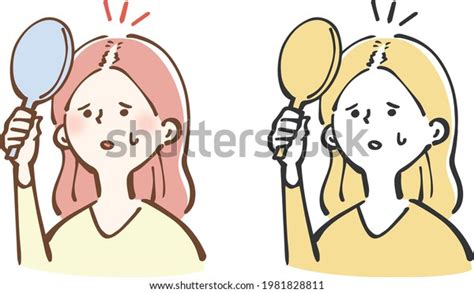 Woman Thinning Hair Vector Illustration Stock Vector Royalty Free 1981828811 Shutterstock