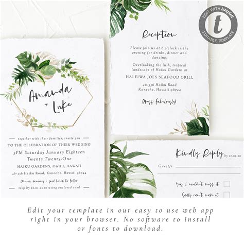 destination wedding invitation set tropical invitations etsy