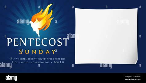 Pentecost Sunday Poster With Dove Holy Spirit In Flame Template
