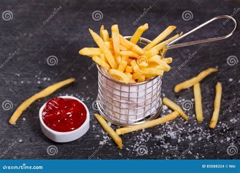 French Fries With Ketchup Stock Photo Image Of Sauce 85088324