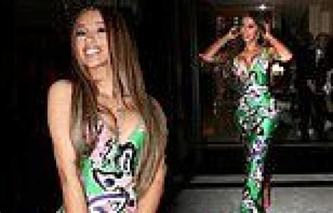 Cardi B Puts On A Busty Display In A Plunging Green Satin Gown Amid