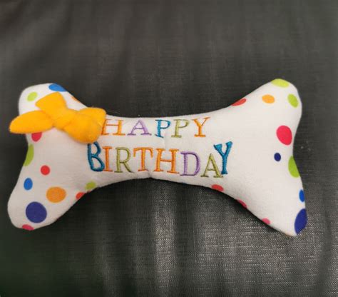 Dog Squeaky Happy Birthday Bone Toy Etsy